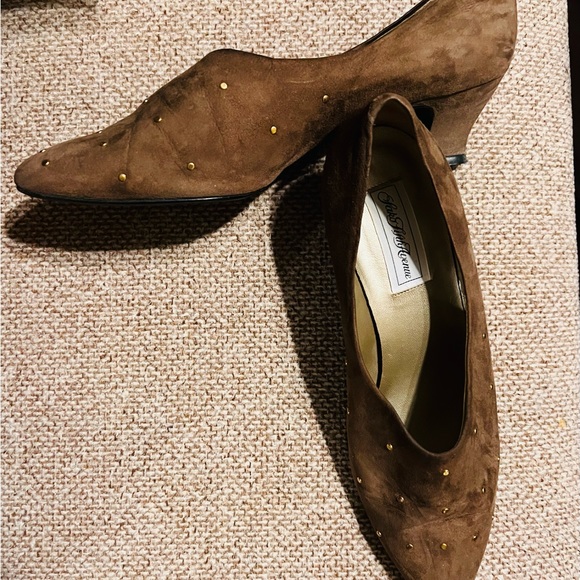 Saks Fifth Avenue Suede Low Heel Shoes - Picture 3 of 10